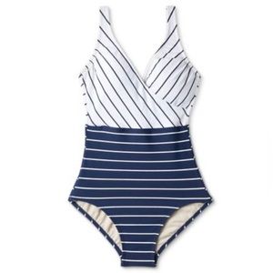 Kona Sol Striped One Piece Bathing Suit